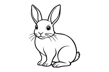 Fototapeta premium Cute cartoon rabbit sitting relaxed