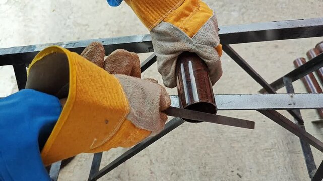 Filing Rough Edges of Metal Iron Bar with Hand File Tool