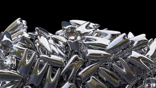 Silver Chrome Tooth Teeth Animation Curtain Transition Effect Transparent Background Alpha Channel