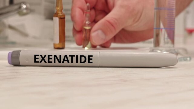 EXENATIDE GLP-1 receptor agonist for type 2 diabetes supplied in a dose-adjustable injection pen