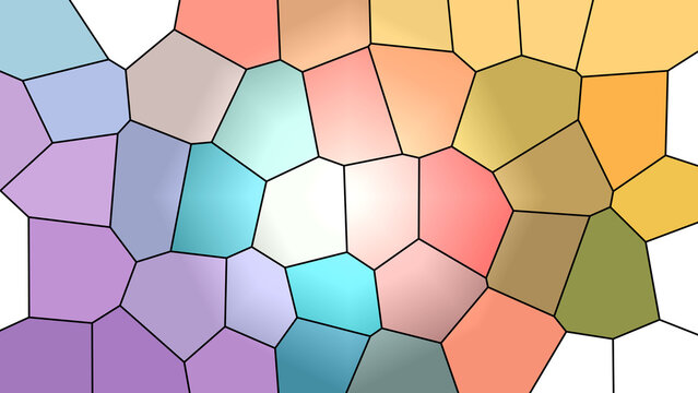 Abstract colorful Voronoi pattern background with geometric cells and soft gradient colors