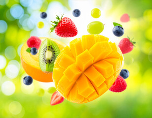 Latające owoce mango tło