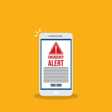 Public Safety Emergency Warning Notification on Mobile Phone Vector Illustration