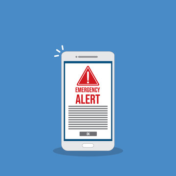 Mobile Emergency Notification with Red Warning Symbol and Alert Message