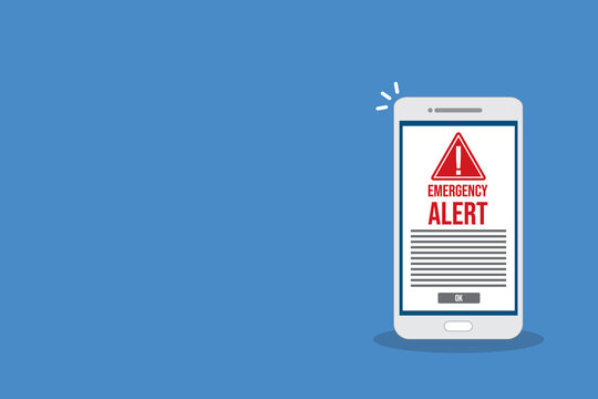 Emergency Disaster Communication Alert on Smartphone with Warning Symbol
