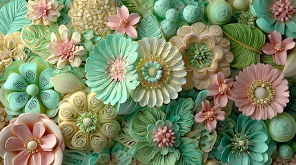 Fototapeta premium Close up of assorted fresh green and purple cabbage leaves arranged in circular pattern