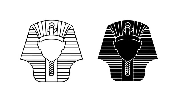 Egyptian Pharaoh Headdress Icons, Ancient King Mask Symbols, Historical Royalty Vector Graphics