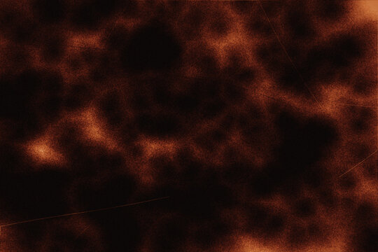 Warm toned abstract background with fiery orange and dark brown hues and subtle scratches.
