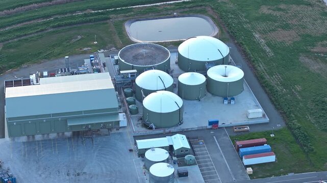 Aerial View of Anaerobic Digesters Industrial Facility