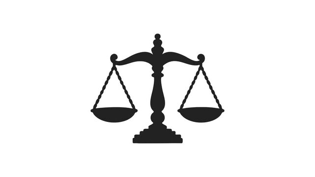 Minimalist Silhouette of Scales of Justice Icon Representing Law Legal System and Fair Judgment Concept