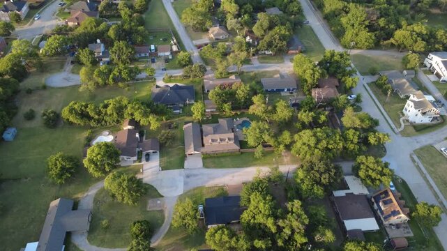 Expansive acreage parcels surround drives in Denton County Lakewood Estates. Circular gravel roads, swimming basins, mature oak canopies exhibit spacious estate living, Little Elm, Texas