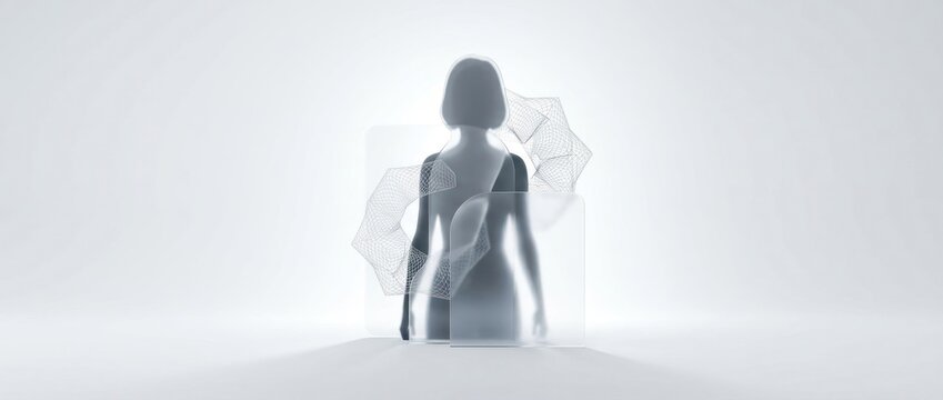 Abstract human form with ethereal light and smoke effect