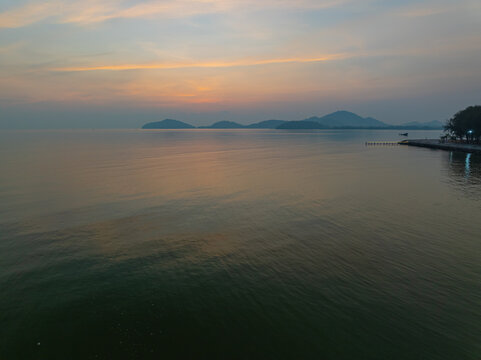 Amazing light of nature beautiful Light Sunset or sunrise over sea sky background