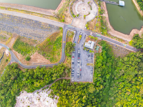 Top view curve road near the dam in Phuket Thailand