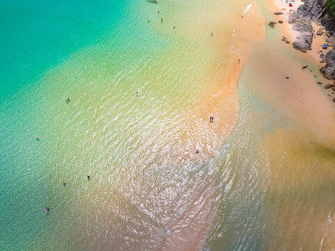 Bird eye view photo of sea beach water surface texture background