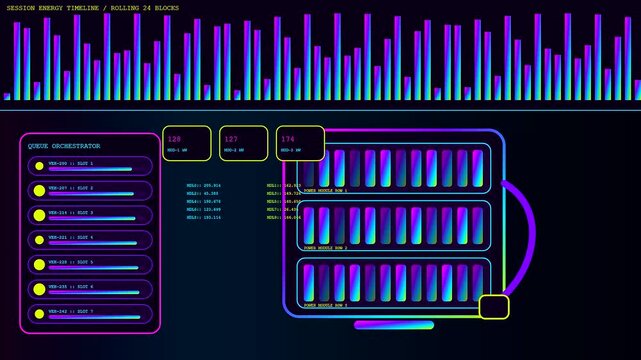 a modern charging infrastructure grid displays vibrant energy flow patterns within three distinct data panels showcasing digital progress across a dark virtual interface for monitoring systems