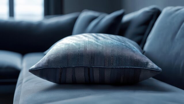 Gray sofa with patterned pillow