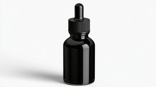 Ink bottle product render on bright white studio backdrop