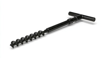 Fototapeta premium Corkscrew compost tool displayed on bright white surface