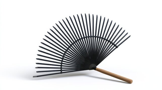 Metal fan rake isolated on clean white studio background