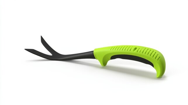 Garden weeding tool with V-tip on white background