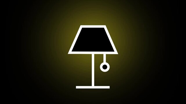 Glowing white desk lamp animated icon on a dark background. Ideal for modern office, creativity, and idea generation concepts.
