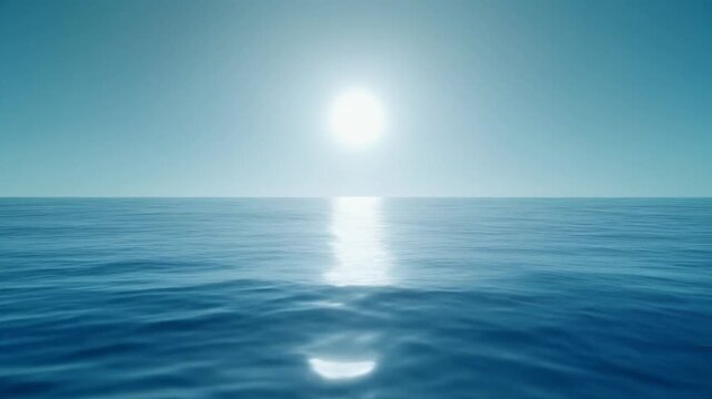 Calm Blue Ocean Water with Gentle Ripples under Bright Midday Sun, Static Wide Shot Background