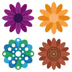 Fototapeta premium Colorful stylized flower vector icon set