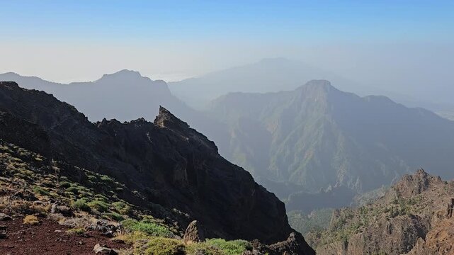 Caldera de Taburiente canyon view from Roque de los Muchachos La Palma Canary Islands