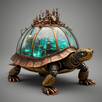 tortuga, tortuga mec&aacute;nica, robot, robot tortuga, m&aacute;quina, mecanismo, ingenier&iacute;a, tecnolog&iacute;a, ciencia, laboratorio, laboratorio cient&iacute;fico, experimento, invento, invenci&oacute;n, ciencia ficci&oacute;n, steampunk, 