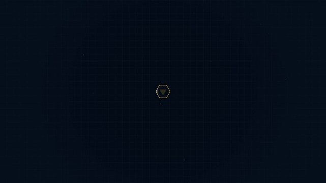 Abstract Hexagonal Icon Appears and Fades in Dark Space, Digital Animation