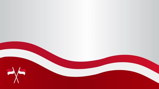 Abstract animation background featuring a flowing red and white Indonesia flag wave with a clean copy space.