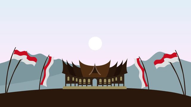 Rumah Gadang Indonesia Independence Day Banner Background Looping Animation Background