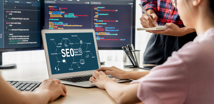 SEO search engine optimization for brisk e-commerce and online retail business showing on computer screen