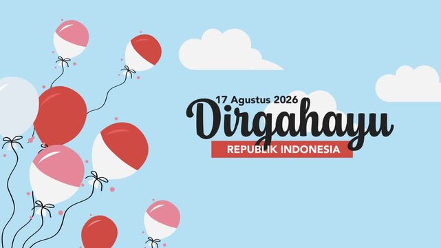 17th August Indonesia Independence Day Balloon Banner Animation Video