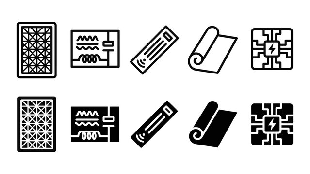 Dust Shield Line and Solid Icon Pack For Apps | electrodynamic, spacecraft, solar panel, eds technology, space - Minimal and Editable Vector Icons