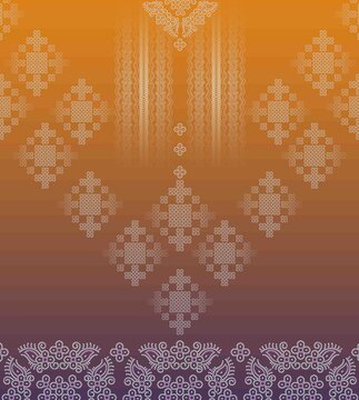 Rust and Purple Chunri Textile Pattern with Traditional Geometric Motifs