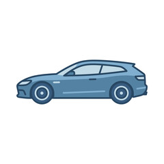 Fototapeta premium Blue station wagon side profile illustration.