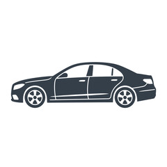 Naklejka premium Modern sedan car side view silhouette.