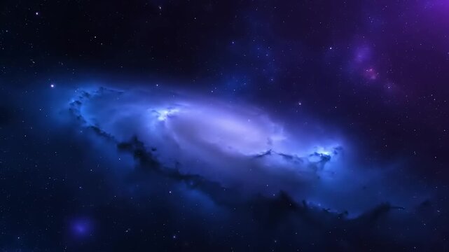 Spiral galaxy glows with bright blue light in the deep universe.