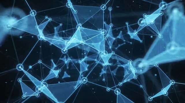 Network connection digital abstract background with glowing geometric lines and nodes connecting data points in cyberspace technology concept
