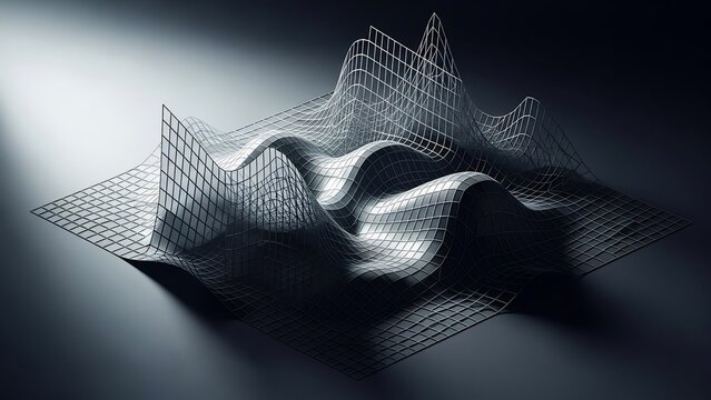 Abstract 3D Geometric Mesh Surface with Wavy Parametric Structures
