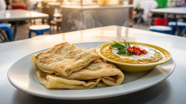Fresh Roti Canai with Lentil Curry Dip