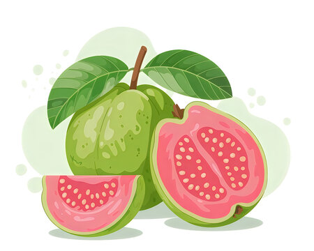 Freshly cut guava and watermelon slices showcasing juicy flesh and seeds