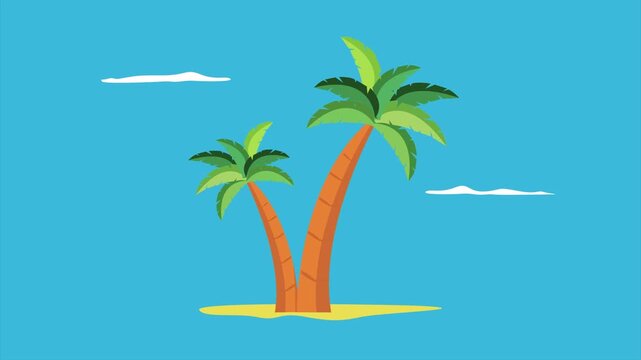 Tropical palm trees on sunny beach. Tree concept. Full length Icon animation illustration. High quality&nbsp;4k&nbsp;footage