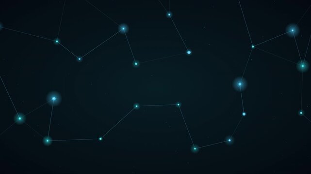 Abstract tech background with glowing cyan network nodes and connecting lines