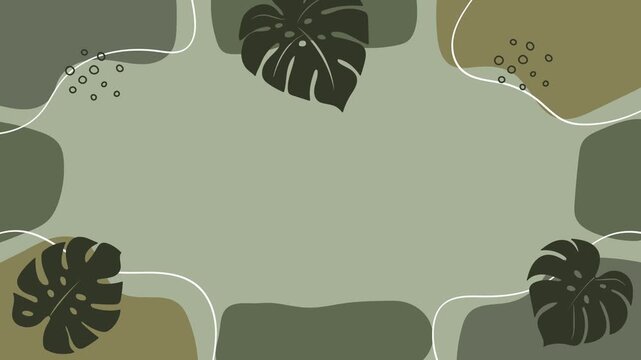 Minimal Tropical Monstera Leaf Frame Background Animation