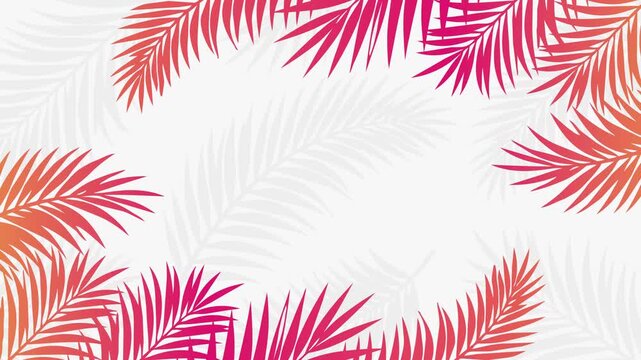 Tropical Palm Leaves Floral Frame Background Animation