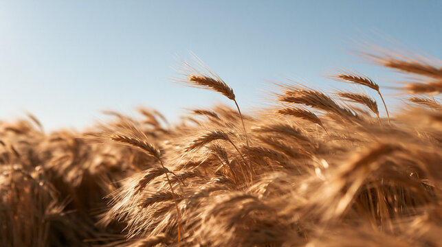 Golden Wheat Field Swaying in Wind at Harvest Time
