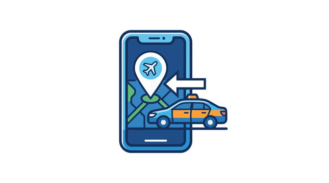Airport Taxi App Mobile Service Illustration